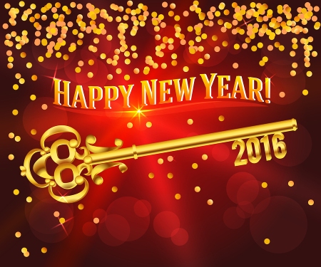 Happy New Year 2016 Gold Key Card Congratulations